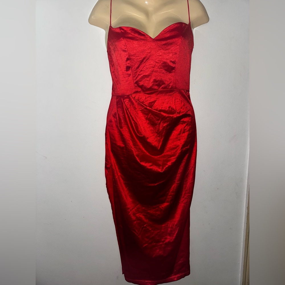 Elegant Red Satin Dress